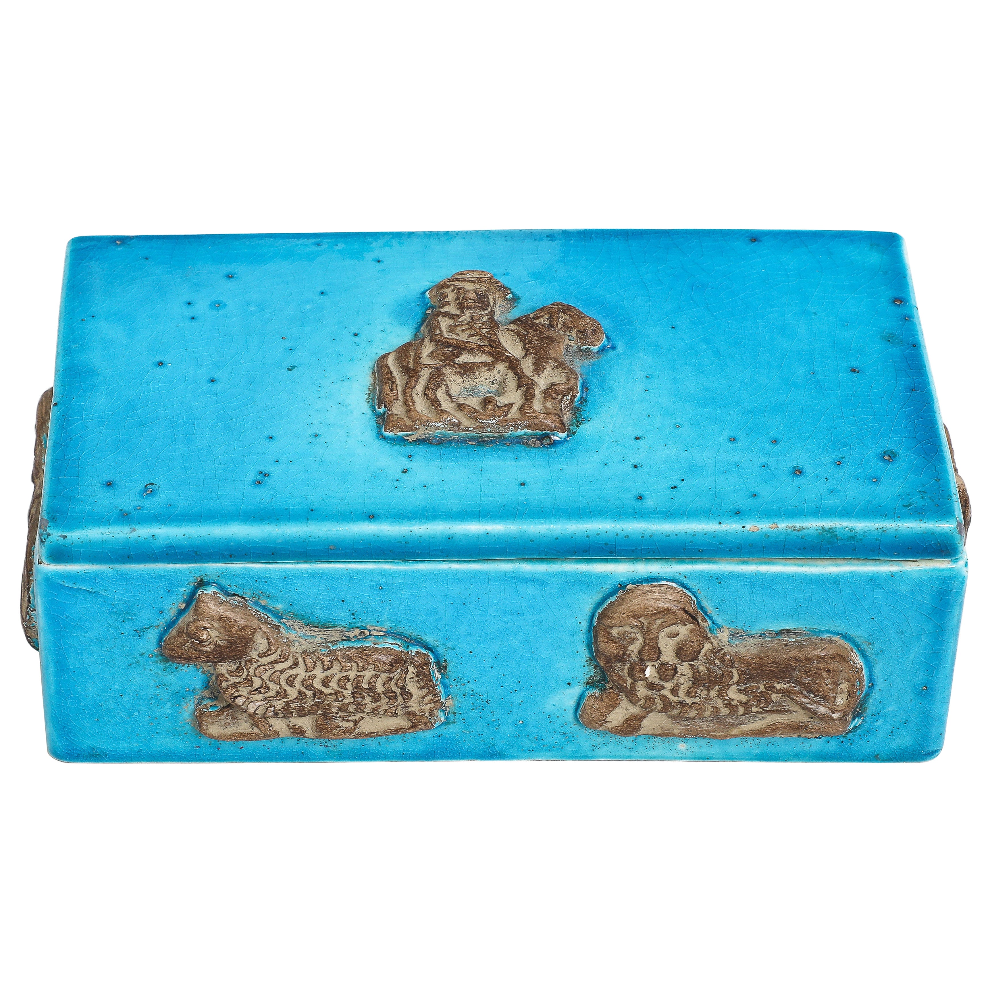 Zaccagnini Turquoise Ceramic Box in vendita