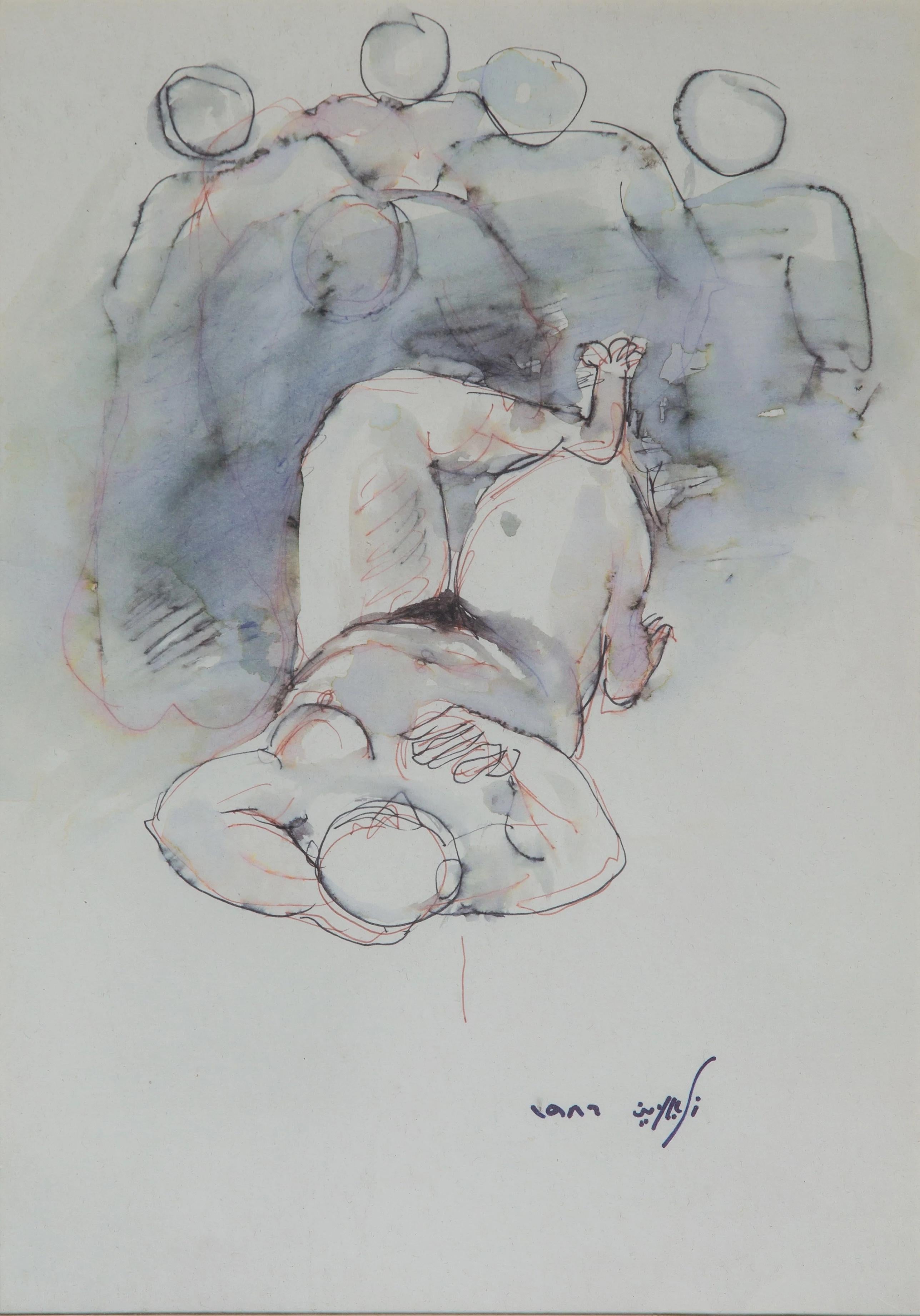 "Bathers II" Abstract Watercolor Painting 13" x 9" inch (1986) by Zaccaria Zeini

Medium: watercolor on paper
Signed and dated 

Zaccaria El Zeini (1932 - 1993) was raised in the popular district of Sayyida Zienab in Old Cairo and graduated from the