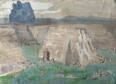 "Katarakte" Landschaft Aquarellmalerei 10" x 12" in (1975) von Zaccaria Zeini