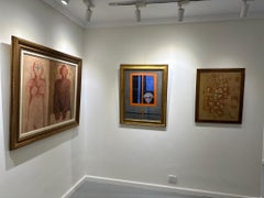 "Trümmer III" Abstraktes Ölgemälde 28" x 22" in (1983) von Zaccaria Zeini