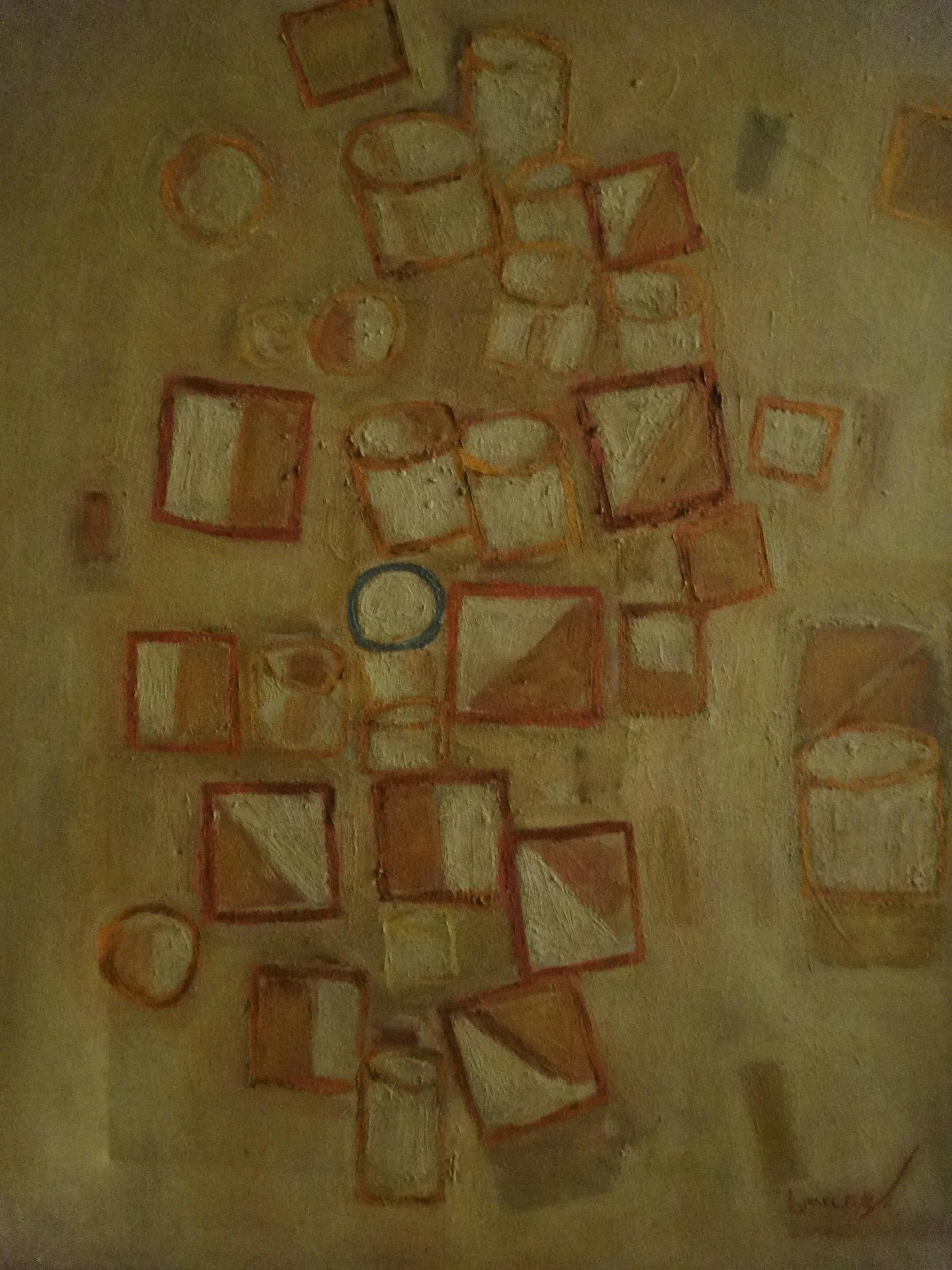 "Detriti III" Pittura ad olio astratta 28" x 22" in (1983) di Zaccaria Zeini
