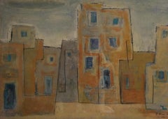 „Domicile II“ Aquarellgemälde 13" x 18,5" Zoll (1980) von Zaccaria Zeini
