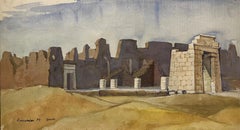 "Dush" Landscape Watercolor Painting 9" x 17" inch (1974) by Zaccaria Zeini