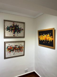 "Matrix I" Abstract Oil Painting 18" x 24" in (1987) by Zaccaria Zeini