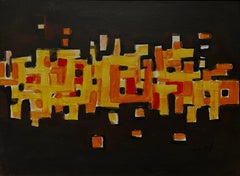 "Matrix I" Abstract Oil Painting 18" x 24" in (1987) by Zaccaria Zeini