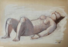 "Reclining " Nude Watercolor Painting 13" x 19" in (1986) by Zaccaria Zeini