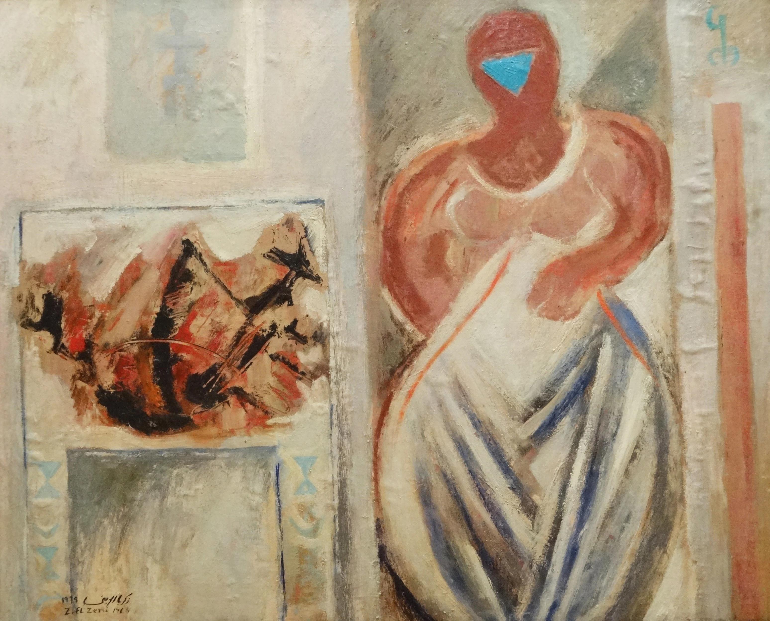 "Sacrifice" Abstract Oil Painting 31.5" x 39" inch (1969) by Zaccaria Zeini

Medium: oil on wood
Signed and dated 

Zaccaria El Zeini (1932 - 1993) was raised in the popular district of Sayyida Zienab in Old Cairo and graduated from the Faculty of