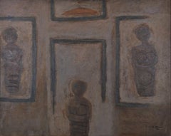 "Seclusion I" Peinture à l'huile abstraite de 31,5" x 39" pouces (1974) de Zaccaria Zeini