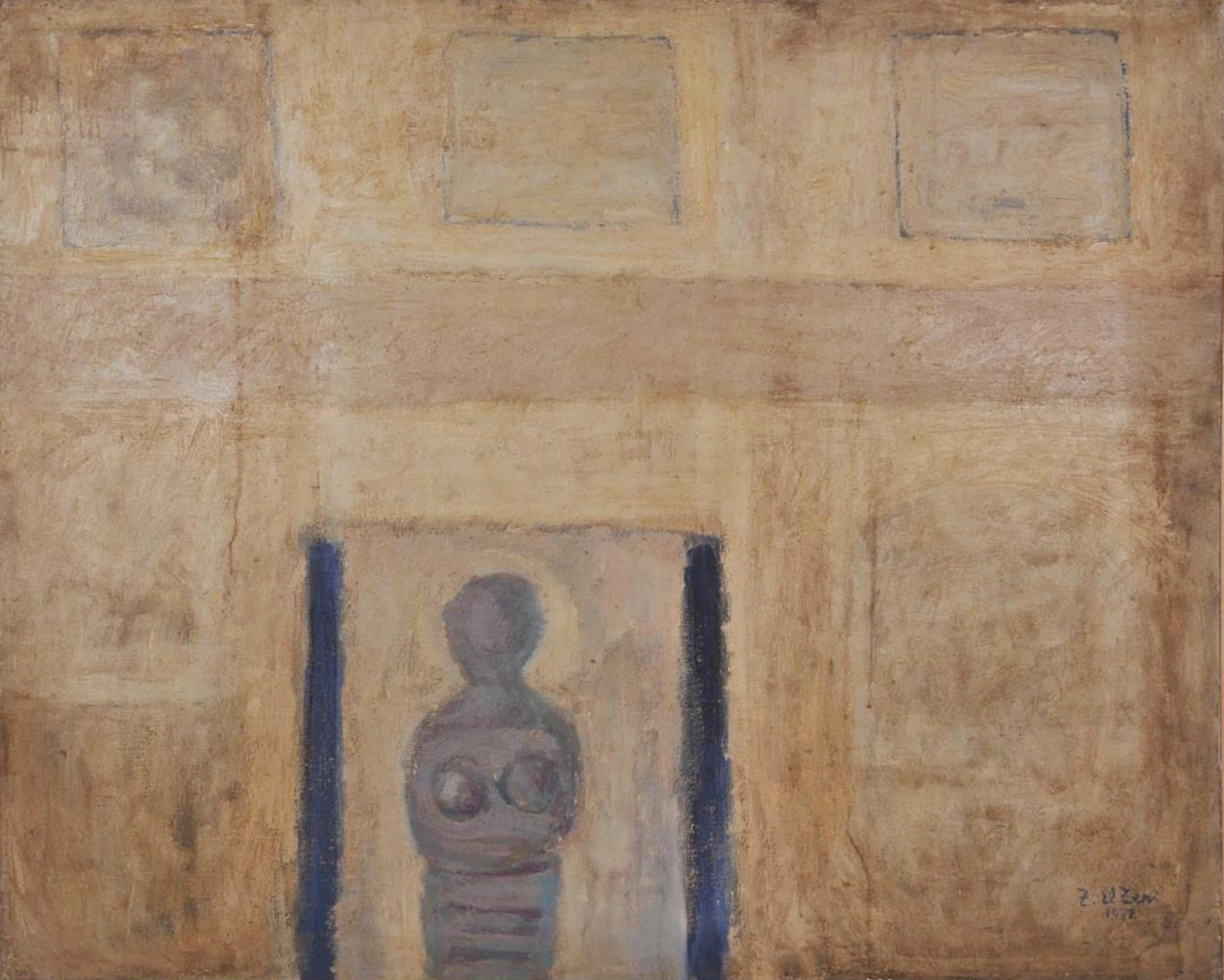 "Seclusion II" Abstract Oil Painting 31.5" x 39" inch (1974) by Zaccaria Zeini

Medium: oil on canvas 
Signed and dated 

Zaccaria El Zeini (1932 - 1993) was raised in the popular district of Sayyida Zienab in Old Cairo and graduated from the