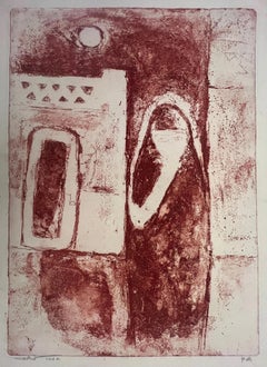 "Nubian I" (FRAMED) Abstract Lithograph 20" x 14" in (1979) by Zaccaria Zeini