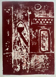 "Nubian II" (FRAMED) Abstract Lithograph 20" x 14" in (1980) by Zaccaria Zeini