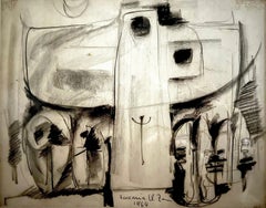 "Reckoning" (gerahmt) Abstrakte Lithographie 8" x 10" in (1964) von Zaccaria Zeini
