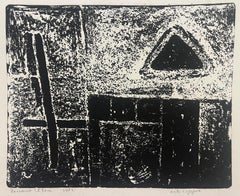 "Triangle et croix" (ENCADRÉ) Lithographie 9" x 12" in (1972) par Zaccaria Zeini