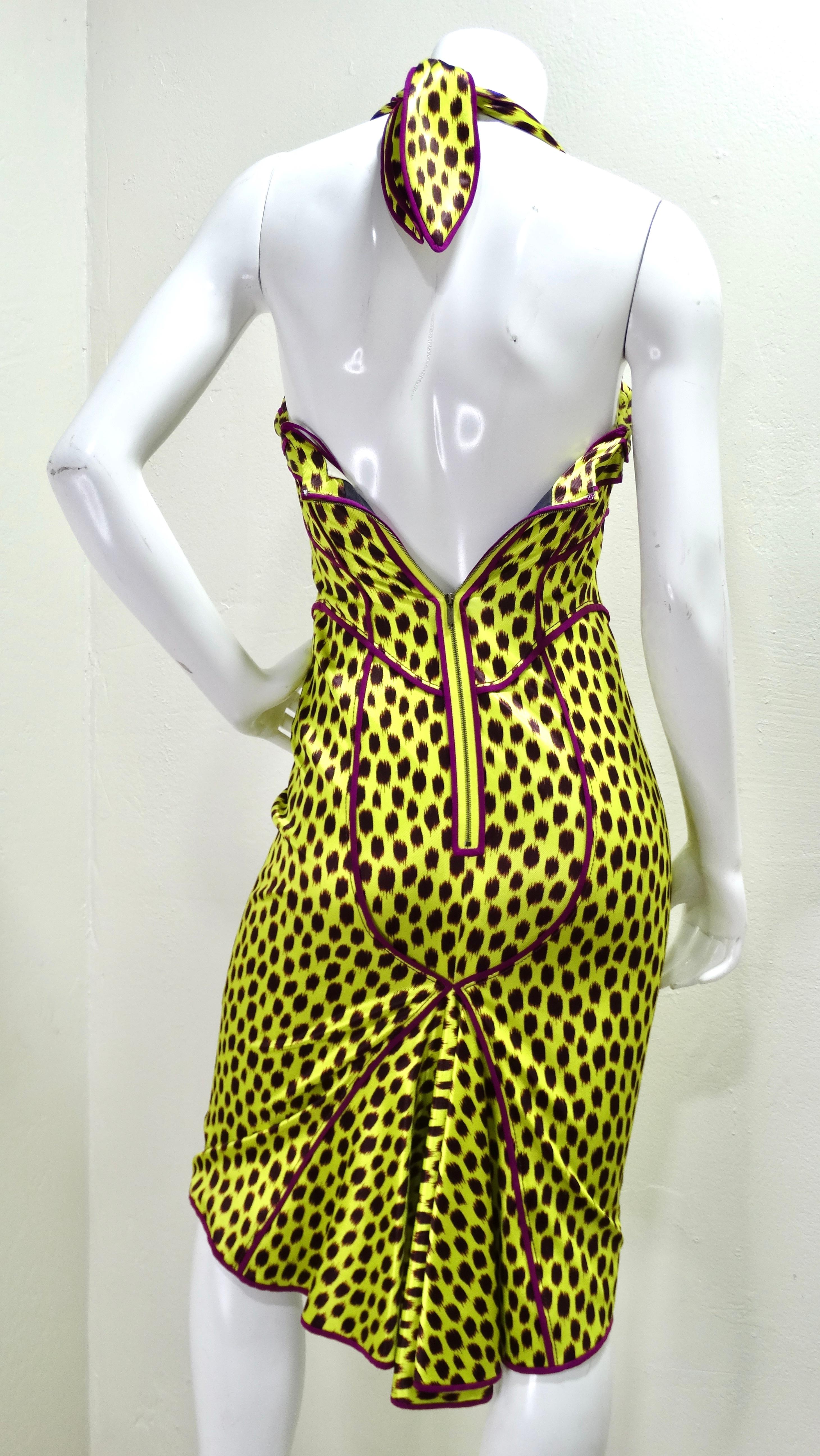 Zach Posen Leopard Print Halter Dress In Excellent Condition In Scottsdale, AZ