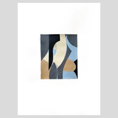 #0317, Abstract Morning Pastel Blue Yellow Midcentury Modern Collage