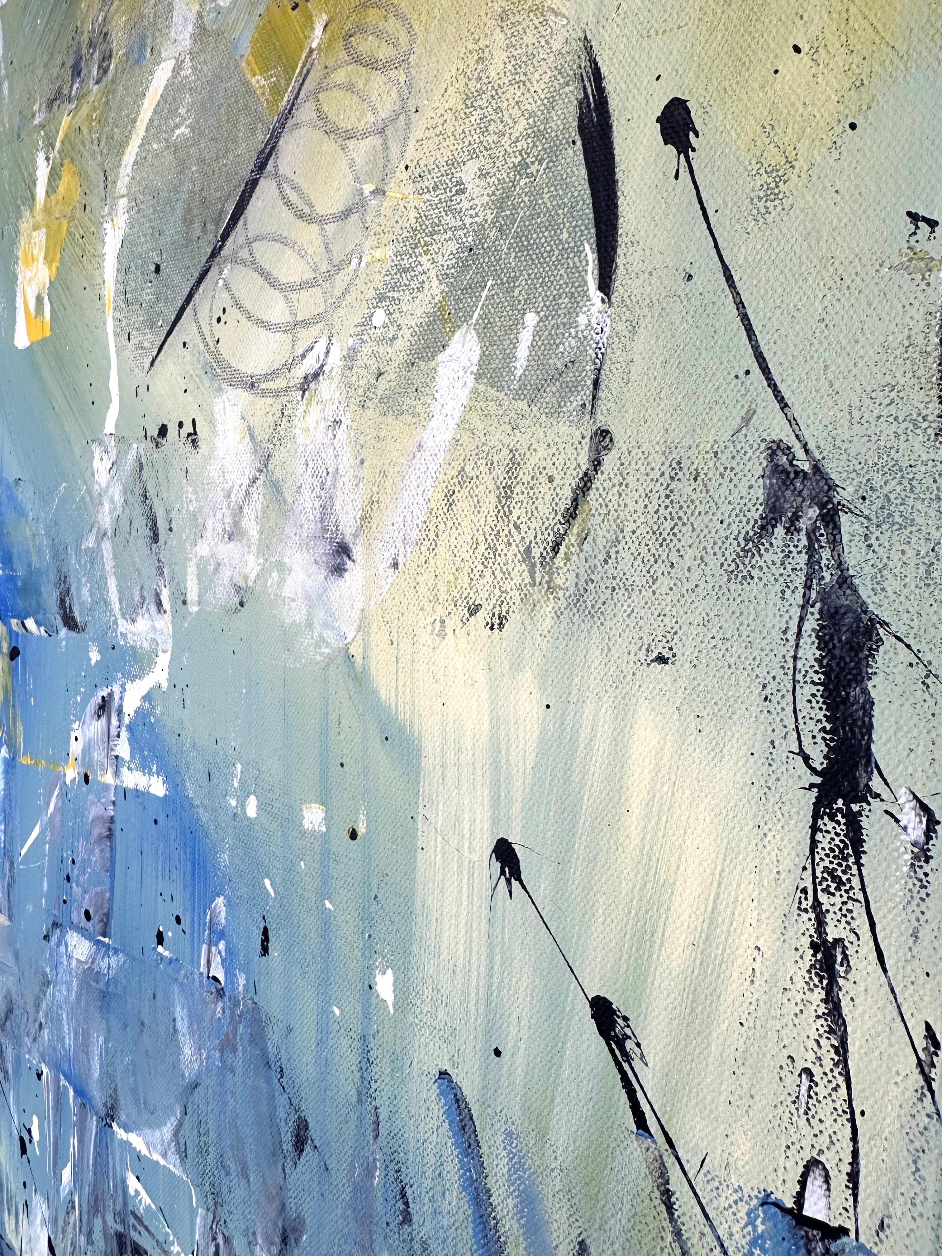 Breath of Fresh Air - Blue, Yellow, Green Abstract Expressionism Painting 1