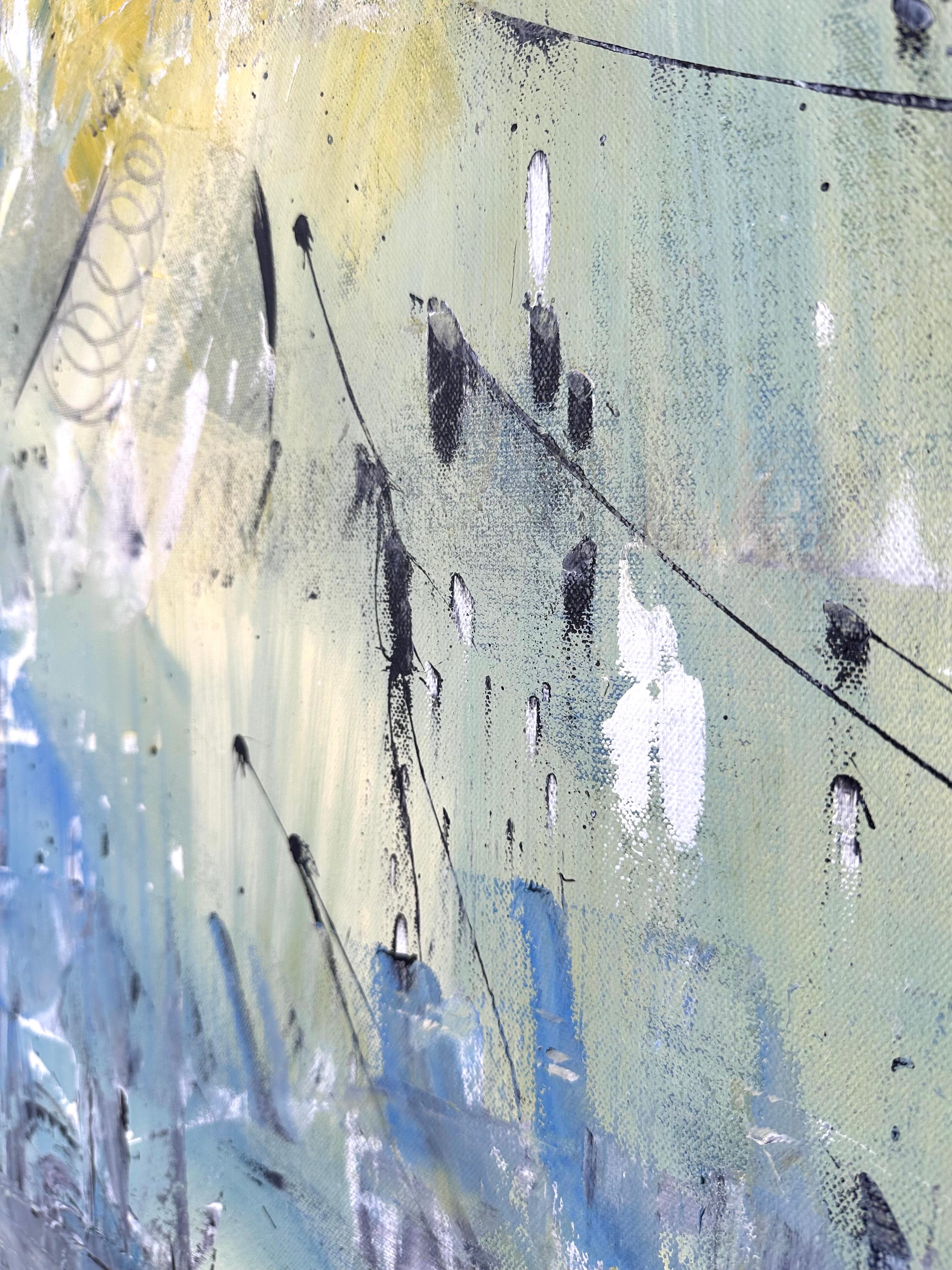 Breath of Fresh Air - Blue, Yellow, Green Abstract Expressionism Painting 2