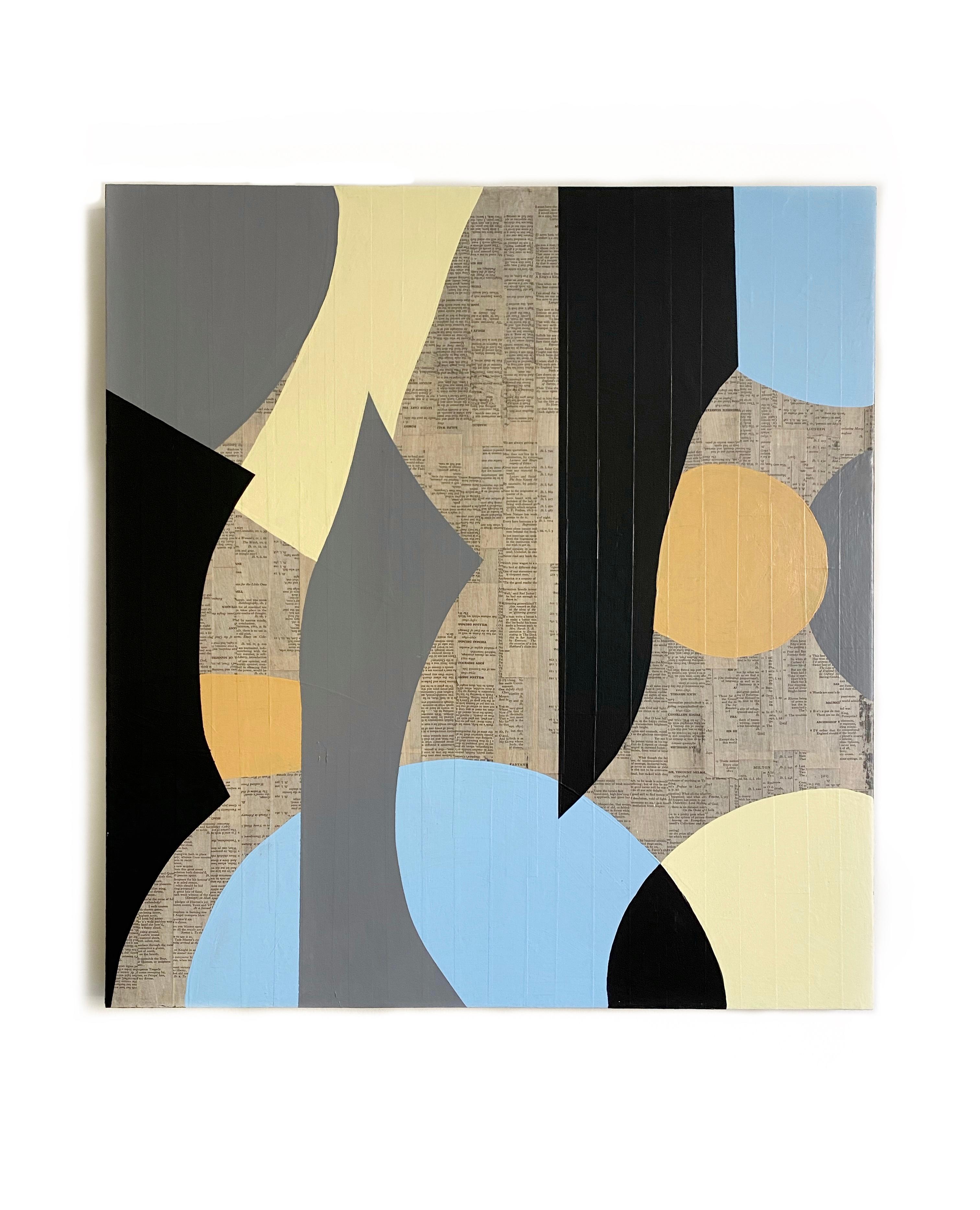 CC2024 - Abstraction géométrique contemporaine bleue, jaune, noire et blanche - Painting de Zach Touchon