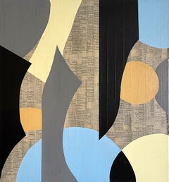 CC2024 - Blue Yellow Black and White Contemporary Geometric Abstraction