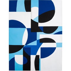 GA2001, Geometric Abstraction Interior Canvas Blue and White
