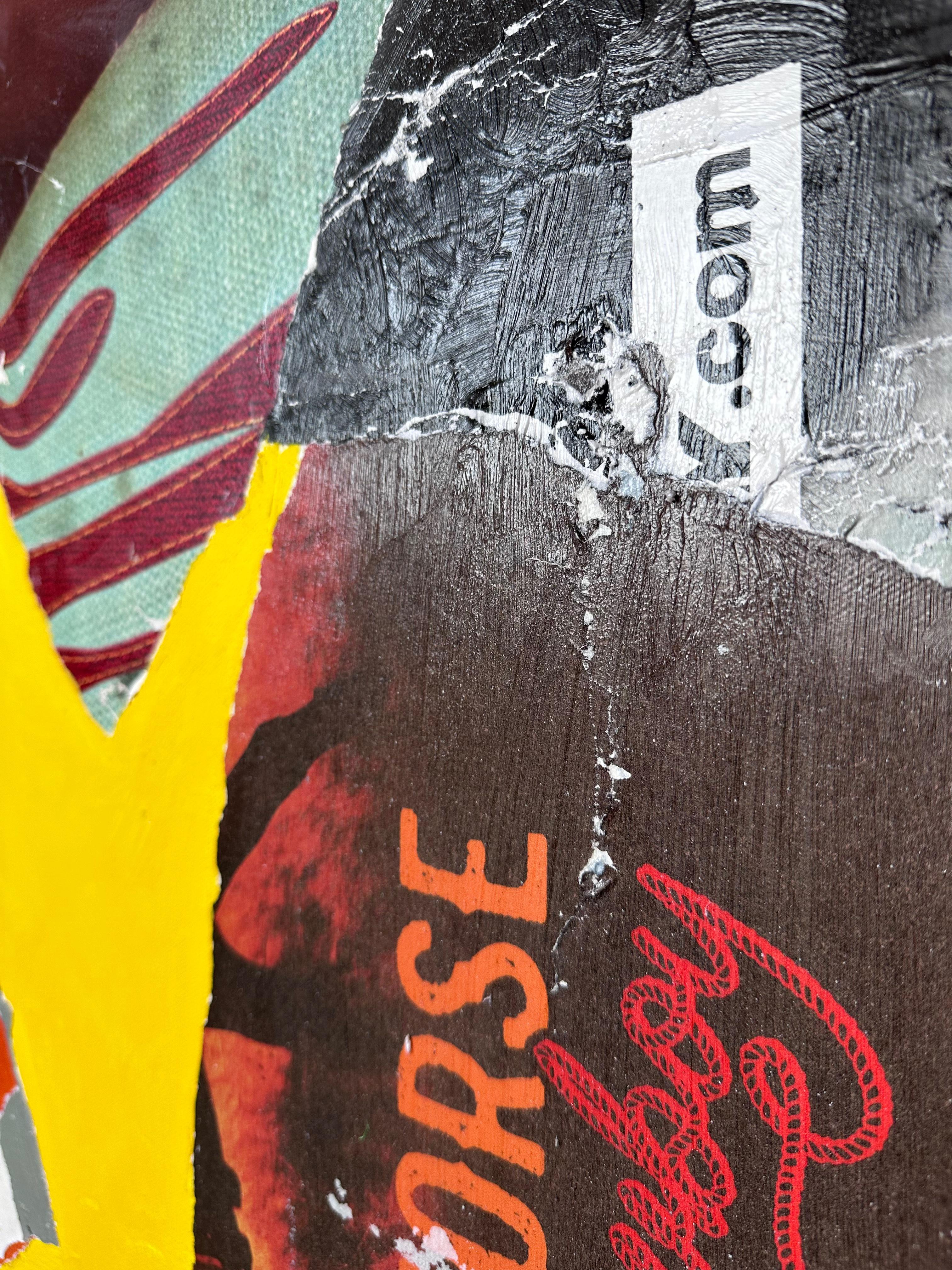 Keep Austin Weird 1407 - Colorful Abstract Artwork made of billboard posters - Brown Abstract Painting by Zach Touchon