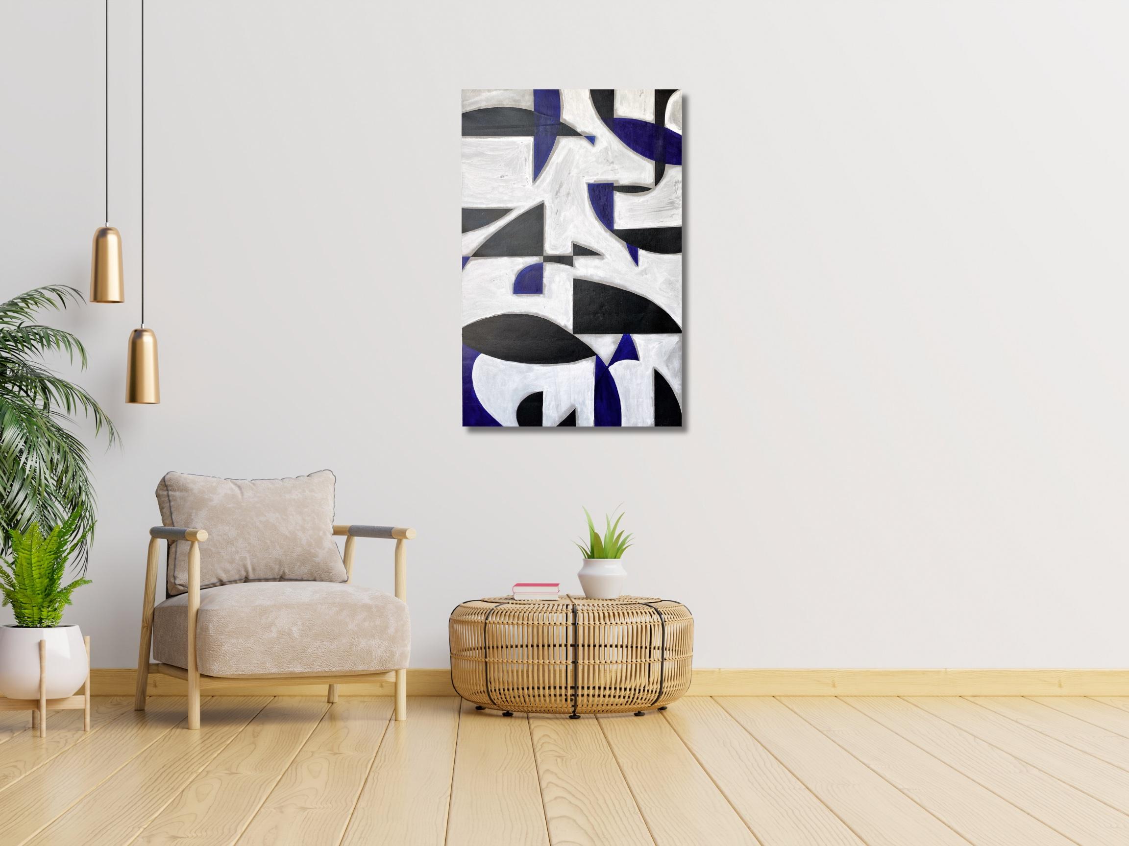 Blue, White and Grey - Abstract Geometric Multicolor Painting 3
