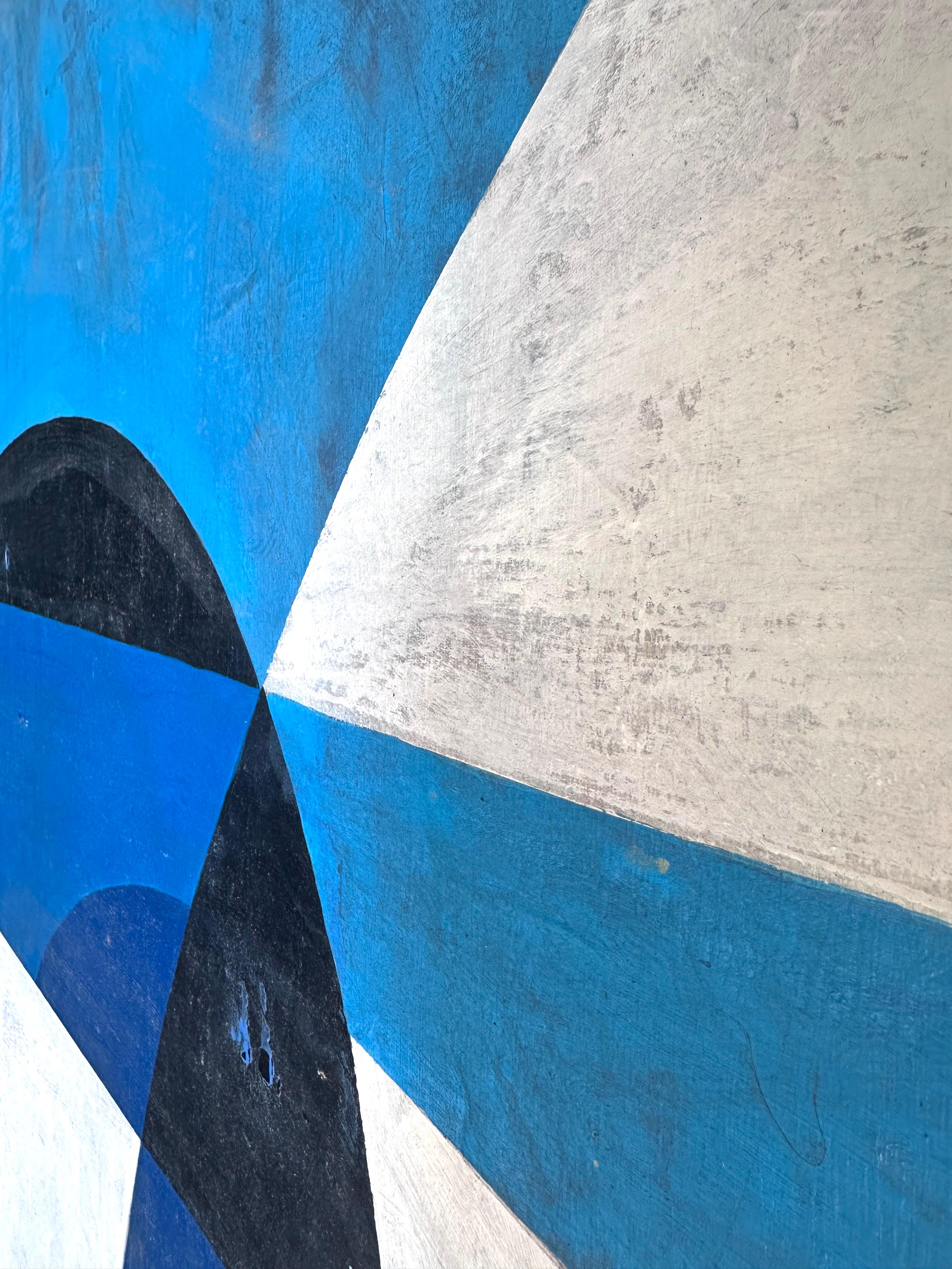 ASW1040 - Abstract Geometric Blue and White Painting For Sale 5