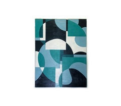 GA2002 - Abstract Geometric Interior Painting with Green and White Shapes
