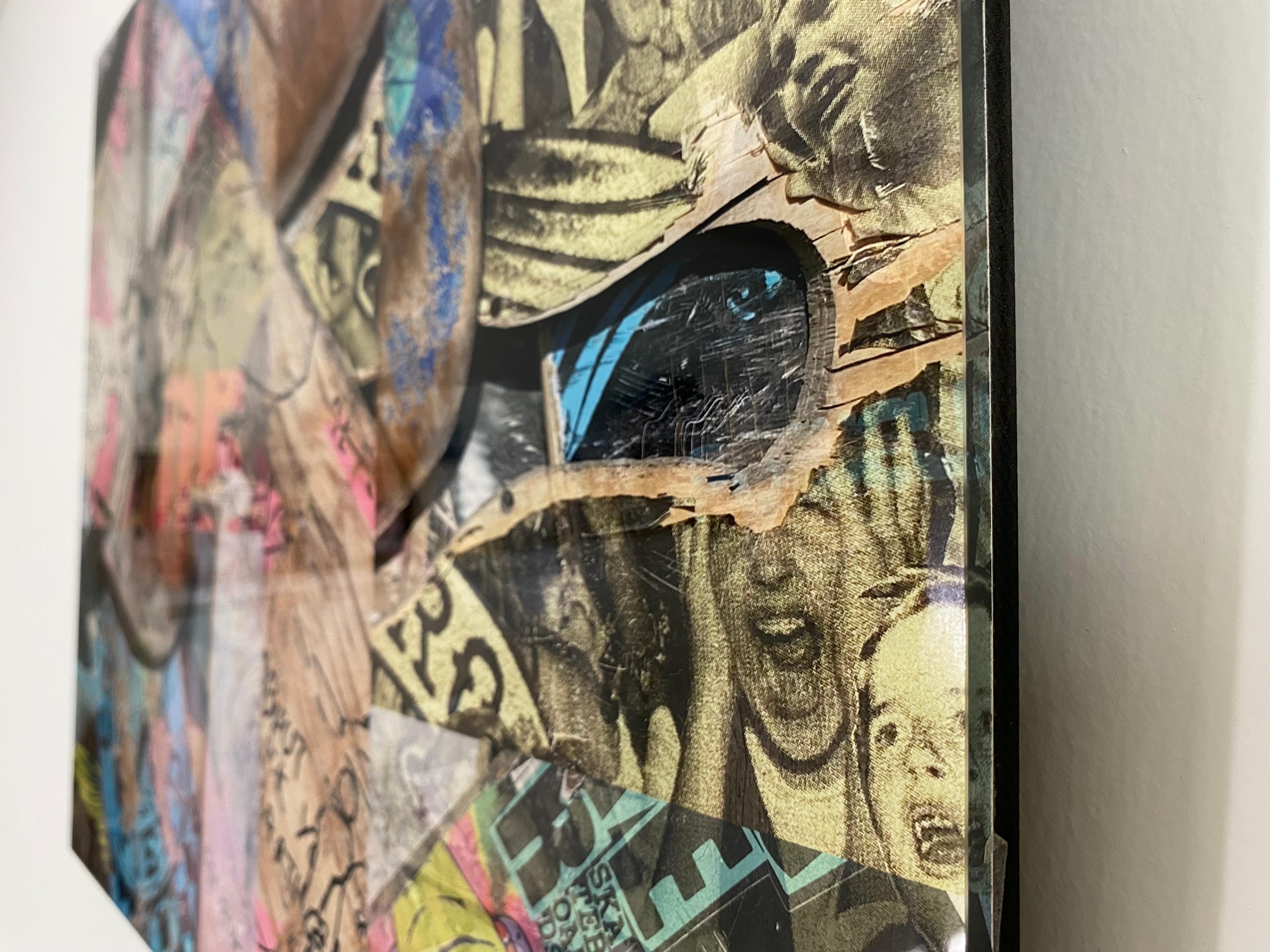 CS25 City Surfaces - Santa Barbara Multicolor Supreme Plexiglass Digital Collage - Abstract Print by Zach Touchon