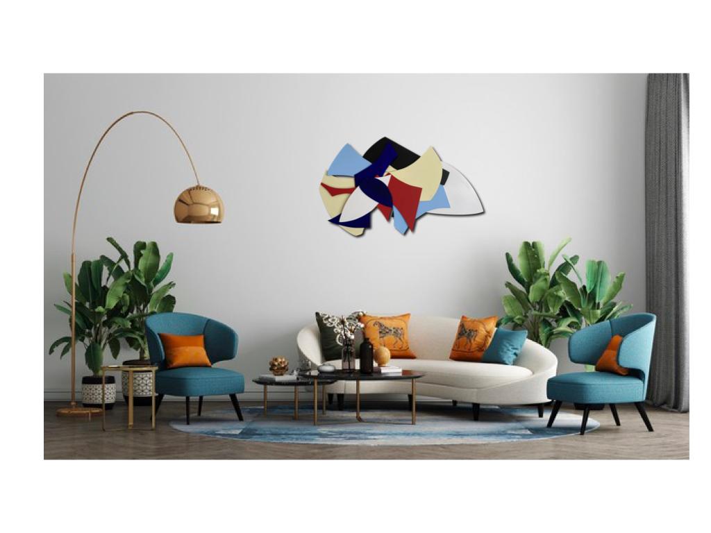 GS03, Sculpture murale géométrique abstraite multicolore 3D en techniques mixtes en vente 7