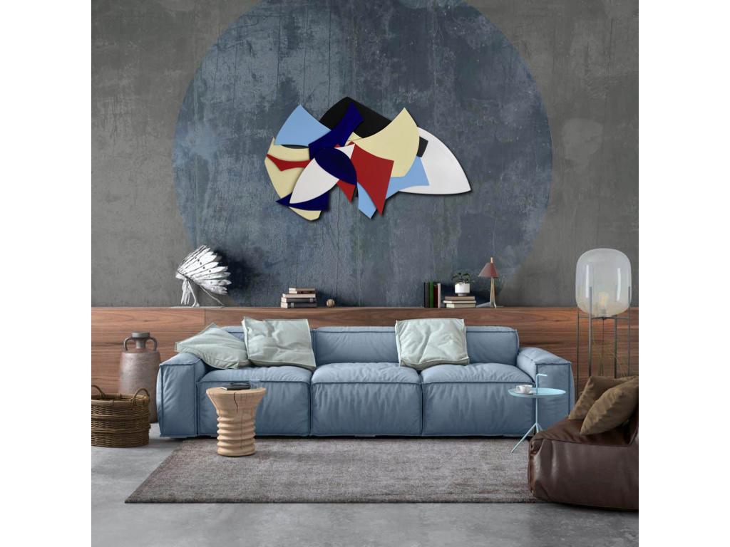 GS03, Geometric Abstract Multicolor 3D Mixed Media Wall Sculpture 4