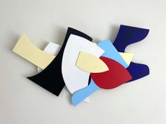 GS04, Geometric Abstract Multicolor 3D Mixed Media Wall Sculpture