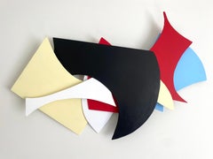 GS05, Geometric Abstract Multicolor 3D Mixed Media Wall Sculpture