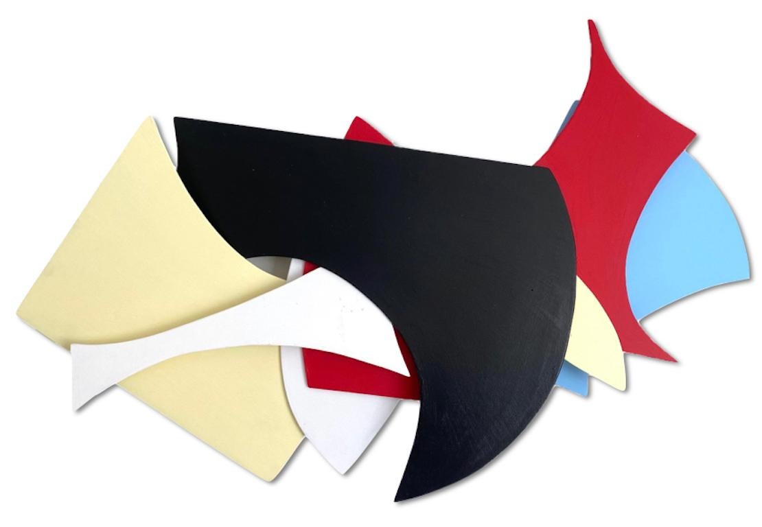 Zach Touchon Abstract Sculpture – GS05, Geometrische abstrakte mehrfarbige 3D-Wandskulptur in Mischtechnik