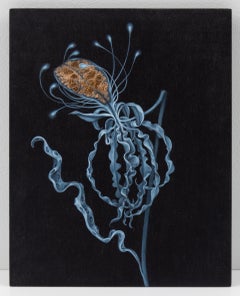 Senza titolo (Tendini blu su sfondo nero), Pittura su Wood di Zachari Logan