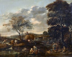 17th Century Zacharias Blijhooft Signed Landscape En Plen Air Oil on panel Green