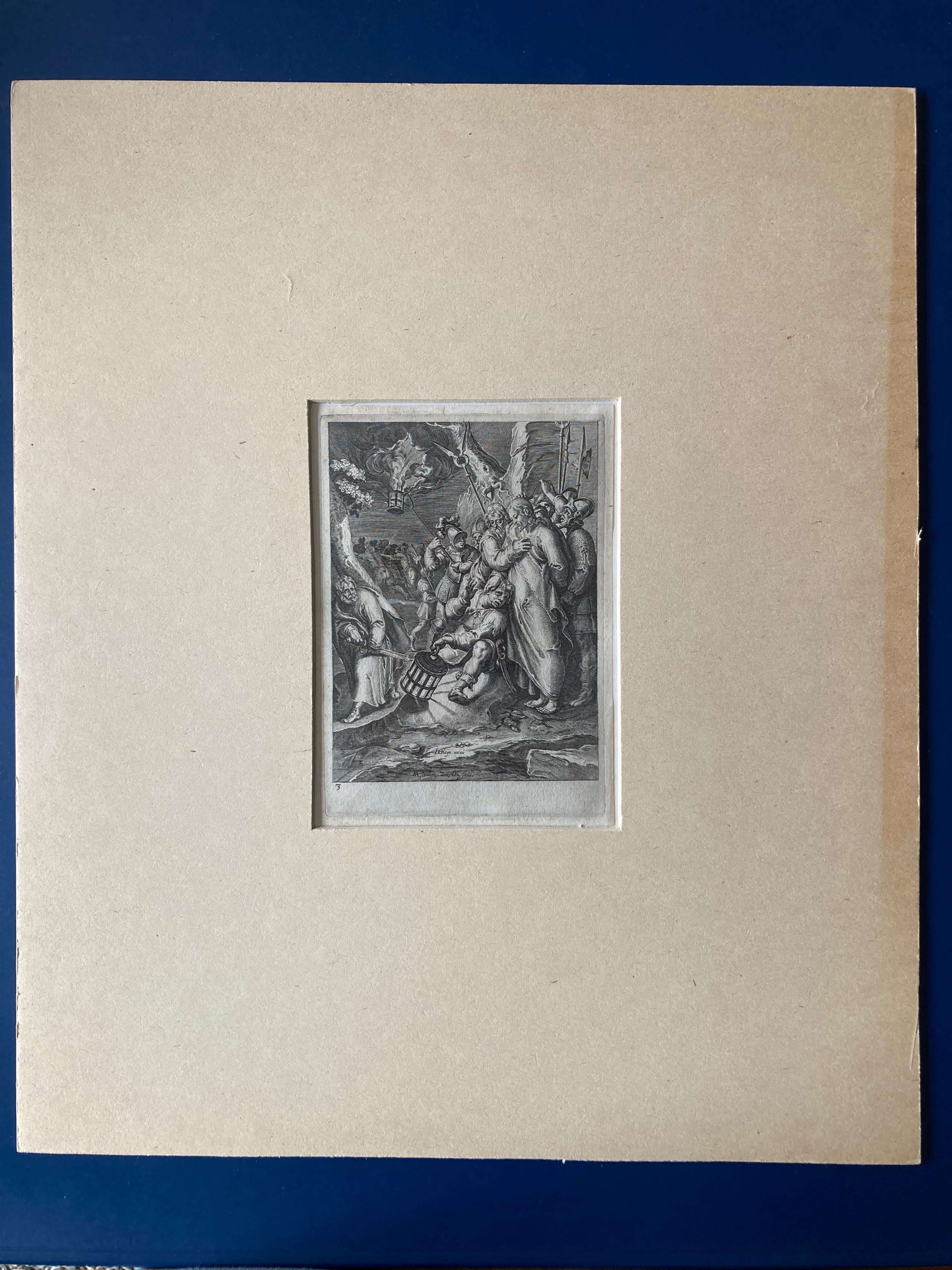 Arrest of Christ, Engraving, a. Karel van Mander, p. by Gheyn, Passion of Chris  - Print by Zacharias Dolendo