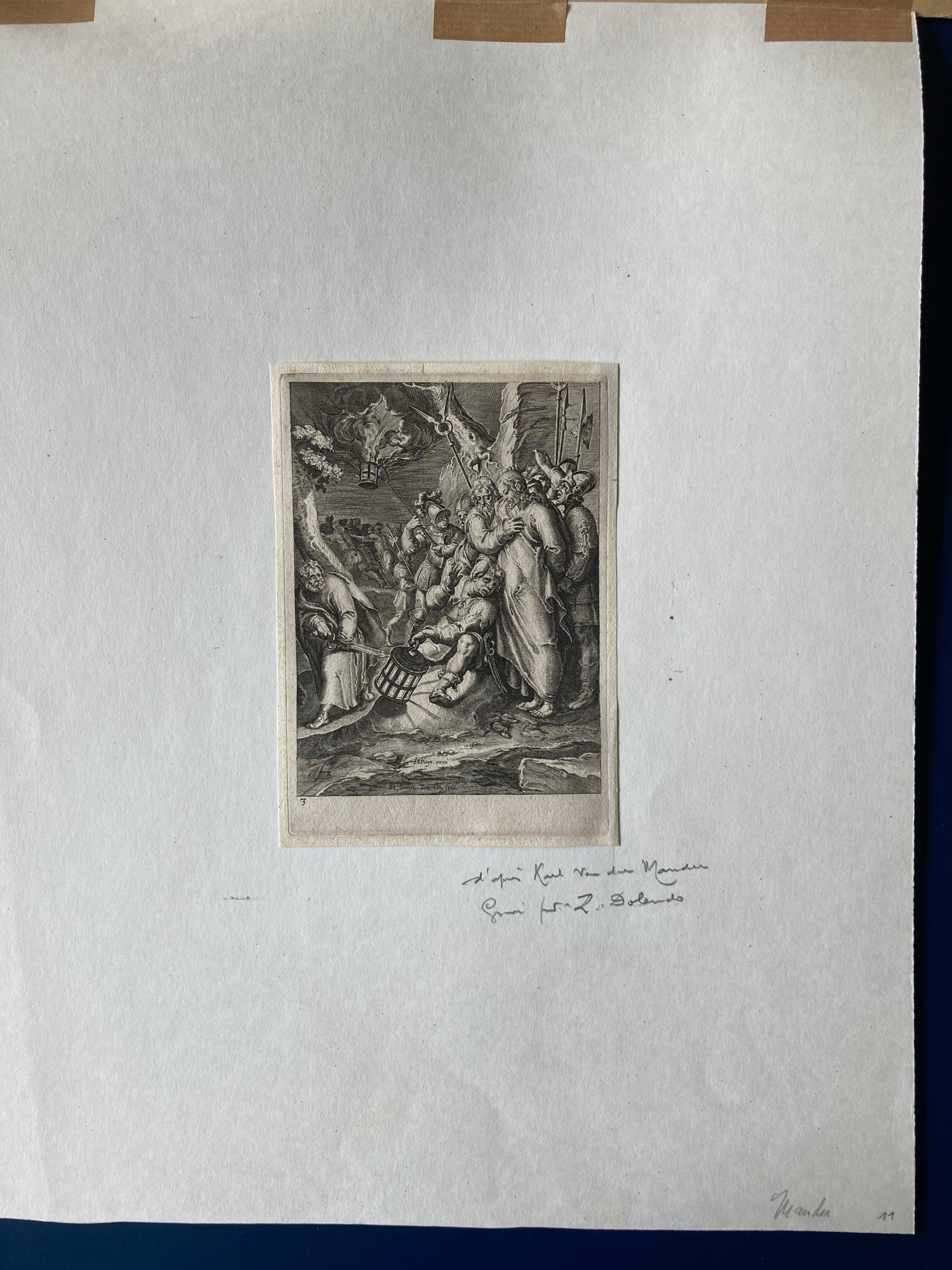 L' Arrest of Christ, gravure, a. Karel van Mander, p. par Gheyn, Passion of Chris  - Gris Landscape Print par Zacharias Dolendo