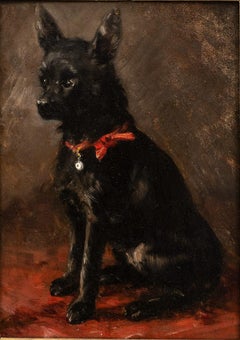 Dog Painting: "Portrait of a Chihuahua with Red Bow" Zacharias Noterman ca 1870s