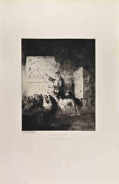 La Lecon de Solfege - Radierung von Zacharie Noterman - 1860er Jahre