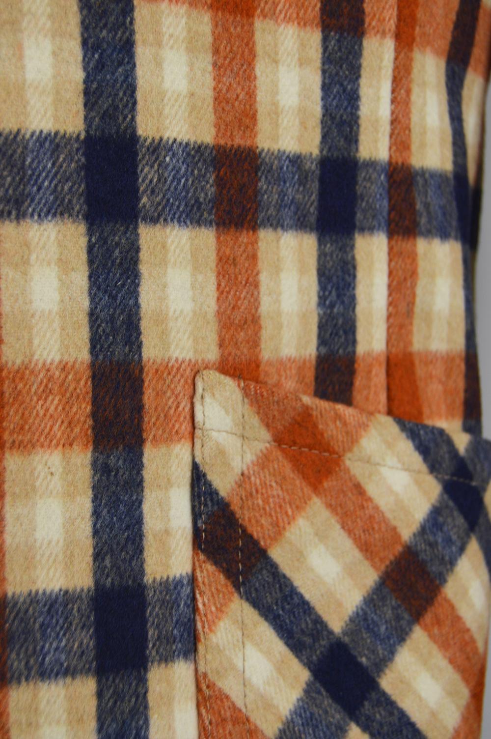 Zachary All of California Mens Vintage Orange Plaid Check Blazer Jacket In Excellent Condition In Doncaster, South Yorkshire