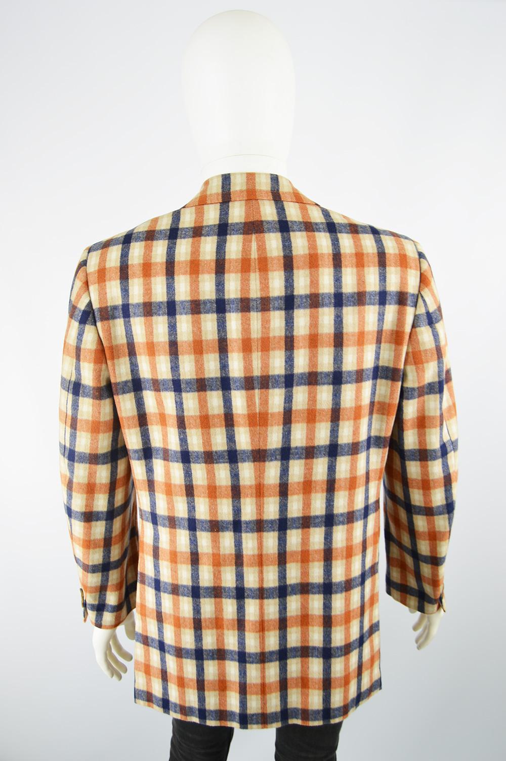 Men's Zachary All of California Mens Vintage Orange Plaid Check Blazer Jacket
