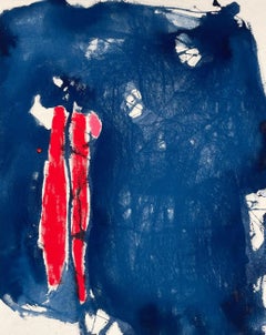 Blue and Red Study I Abstract Painting, Acrylic on Canvas, 2010+