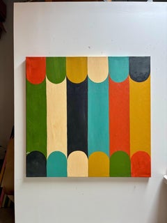 Two Women on the Shore no. 2: House Paint and Chalk on Canvas, 2010s, 54x56.5