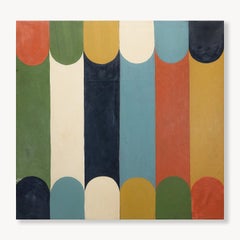 Two Women on the Shore no. 2: House Paint and Chalk on Canvas, 2010s, 54x56.5