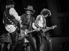 Brad Whitford, Johnny Depp und Joe Perry in Hollywood-Schale von Zack Whitford 