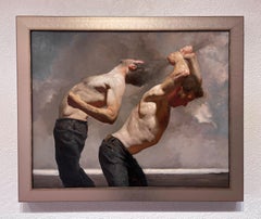 "Excise" - Oil Painting of Two Male Figures in Dynamic Tension, 2021