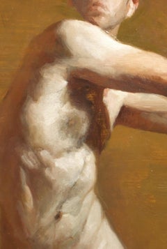 "Heavy Arms" (2022) by Zack Zdrale, Original Oil Painting, Nude Male