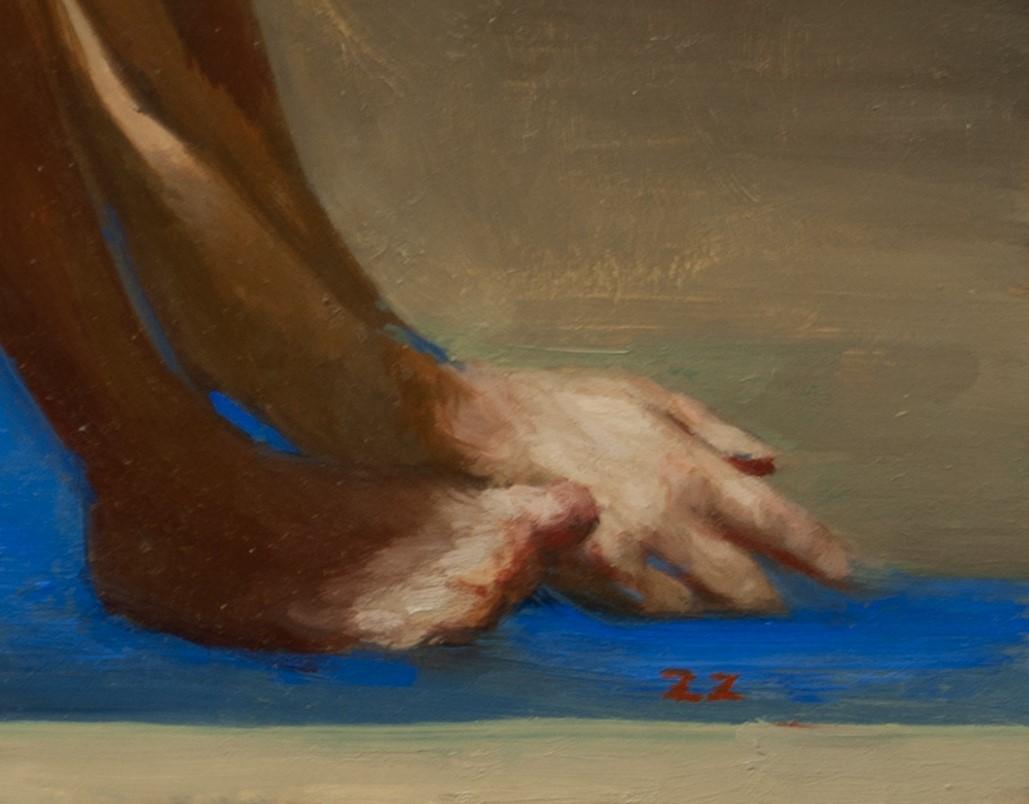 „Introvert“ (2024) von Zack Zdrale, Original-Ölgemälde, männlicher Akt, Akt im Angebot 2