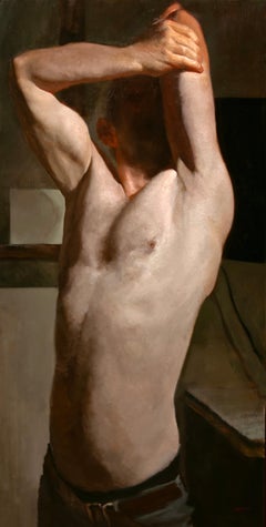 "Patient Martyr" - Realist Male Portrait, Oil Painting on Aluminum Panel